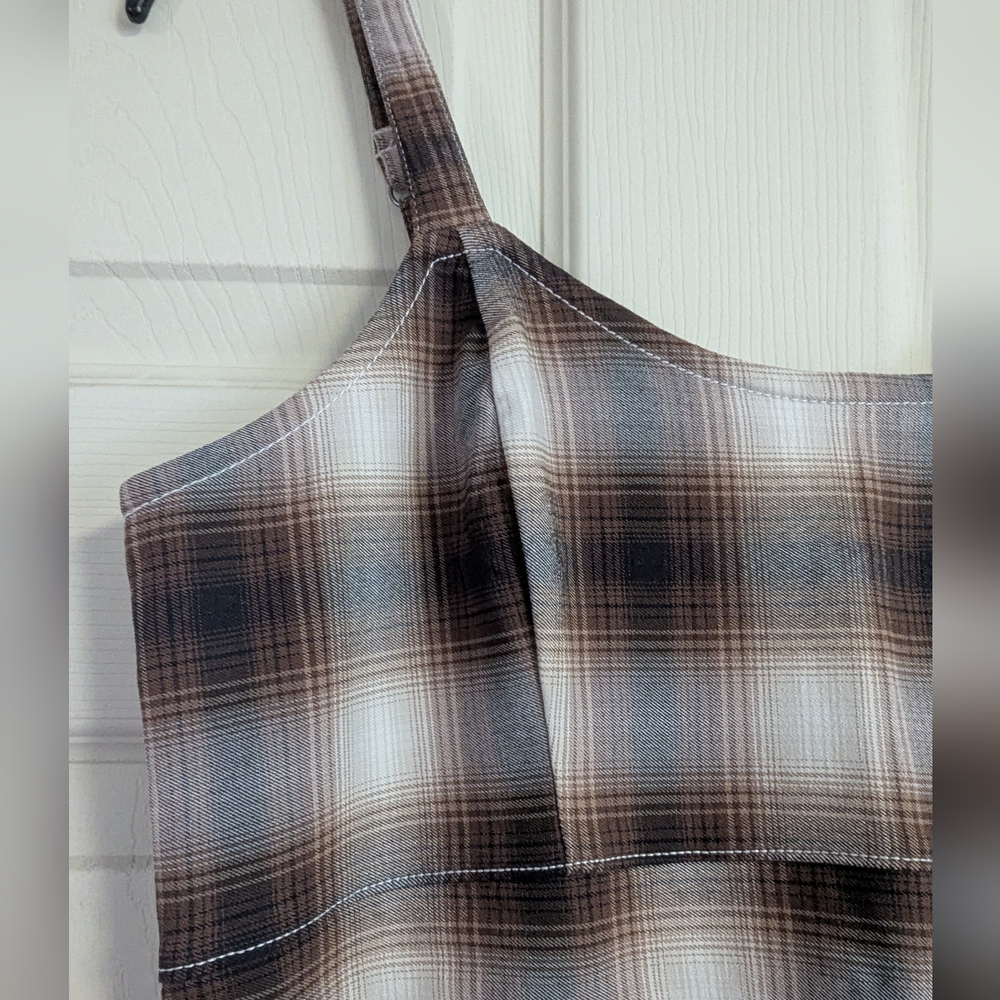 Hollister Plaid Midi Dress in Brown and Cream - Picture 2 of 4